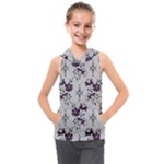 Elegant Purple Floral Jacquard Mesh Lace Fabric Kids  Sleeveless Hoodie