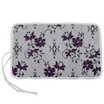 Elegant Purple Floral Jacquard Mesh Lace Fabric Pen Storage Case (S)