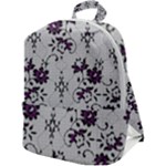 Elegant Purple Floral Jacquard Mesh Lace Fabric Zip Up Backpack