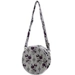 Elegant Purple Floral Jacquard Mesh Lace Fabric Crossbody Circle Bag