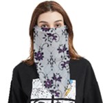 Elegant Purple Floral Jacquard Mesh Lace Fabric Face Covering Bandana (Triangle)