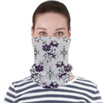 Elegant Purple Floral Jacquard Mesh Lace Fabric Face Seamless Bandana (Adult)