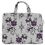 Elegant Purple Floral Jacquard Mesh Lace Fabric MacBook Pro 13  Double Pocket Laptop Bag