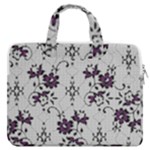 Elegant Purple Floral Jacquard Mesh Lace Fabric MacBook Pro 15  Double Pocket Laptop Bag 