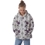 Elegant Purple Floral Jacquard Mesh Lace Fabric Kids  Oversized Hoodie