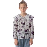 Elegant Purple Floral Jacquard Mesh Lace Fabric Kids  Peter Pan Collar Blouse