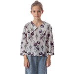 Elegant Purple Floral Jacquard Mesh Lace Fabric Kids  Sailor Shirt