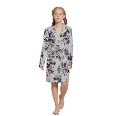 Elegant Purple Floral Jacquard Mesh Lace Fabric Kids  Long Sleeve Velvet Lounge Robe from ArtsNow.com