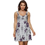 Elegant Purple Floral Jacquard Mesh Lace Fabric Ruffle Strap Babydoll Chiffon Dress