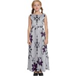 Elegant Purple Floral Jacquard Mesh Lace Fabric Kids  Satin Sleeveless Maxi Dress