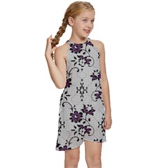 Kids  Halter Collar Waist Tie Chiffon Dress 