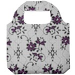 Elegant Purple Floral Jacquard Mesh Lace Fabric Foldable Grocery Recycle Bag