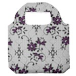 Elegant Purple Floral Jacquard Mesh Lace Fabric Premium Foldable Grocery Recycle Bag