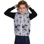 Elegant Purple Floral Jacquard Mesh Lace Fabric Kids  Stylish Hooded Puffer Vest