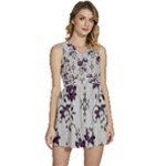 Elegant Purple Floral Jacquard Mesh Lace Fabric Sleeveless High Waist Mini Dress