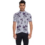 Elegant Purple Floral Jacquard Mesh Lace Fabric Men s Short Sleeve Cycling Jersey