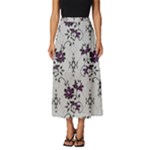 Elegant Purple Floral Jacquard Mesh Lace Fabric Classic Midi Chiffon Skirt