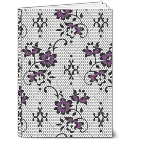 Elegant Purple Floral Jacquard Mesh Lace Fabric 5  x 7  Hardcover Notebook from ArtsNow.com