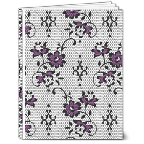 Elegant Purple Floral Jacquard Mesh Lace Fabric 7  x 9  Hardcover Notebook from ArtsNow.com