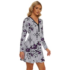 Long Sleeve Deep V Mini Dress  