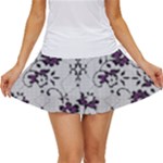 Elegant Purple Floral Jacquard Mesh Lace Fabric Women s Skort