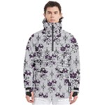 Elegant Purple Floral Jacquard Mesh Lace Fabric Men s Pullover Zip Ski and Snowboard Waterproof Breathable Jacket