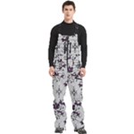 Elegant Purple Floral Jacquard Mesh Lace Fabric Men s Front Zip Ski And Snowboard Bib Pants