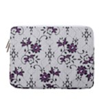 Elegant Purple Floral Jacquard Mesh Lace Fabric 13  Vertical Laptop Sleeve Case With Pocket