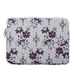 Elegant Purple Floral Jacquard Mesh Lace Fabric 14  Vertical Laptop Sleeve Case With Pocket