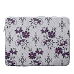 Elegant Purple Floral Jacquard Mesh Lace Fabric 15  Vertical Laptop Sleeve Case With Pocket