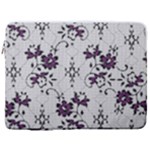 Elegant Purple Floral Jacquard Mesh Lace Fabric 17  Vertical Laptop Sleeve Case With Pocket