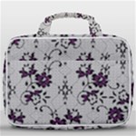 Elegant Purple Floral Jacquard Mesh Lace Fabric Travel Toiletry Bag With Hanging Hook