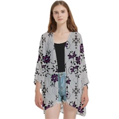 Open Front 3/4 Sleeve Batwing Chiffon Cardigan Kimono 