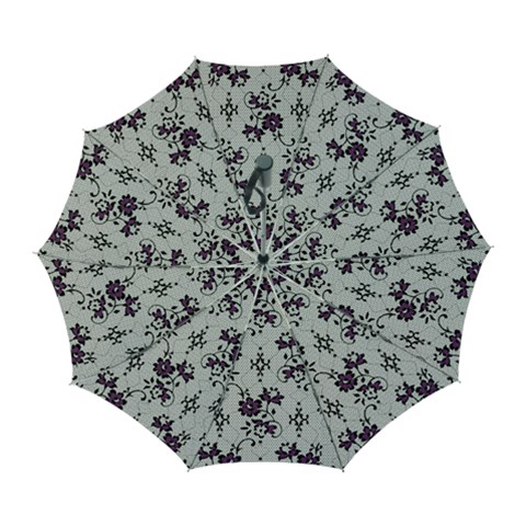 Elegant Purple Floral Jacquard Mesh Lace Fabric Automatic Folding Umbrella with Case (Large) from ArtsNow.com