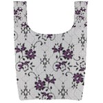 Elegant Purple Floral Jacquard Mesh Lace Fabric Foldable Shopping Bag