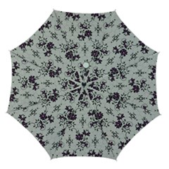 Elegant Purple Floral Jacquard Mesh Lace Fabric Automatic Folding Umbrella with Case (Medium) from ArtsNow.com