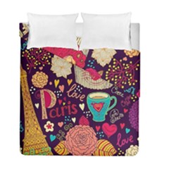 Collage Worx Black Collage Cupcake Eifel Tower Fireworks Paris Duvet Cover Double Side (Full/ Double Size) from ArtsNow.com