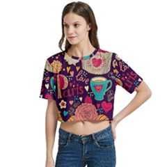 Women s Round Neck Short Sleeve Crop Top 