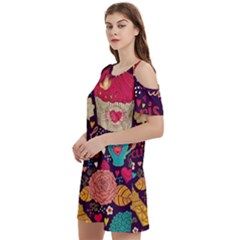 Women s Cold Shoulder Round Neck Mini Dress 