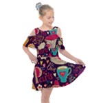 Collage Worx Black Collage Cupcake Eifel Tower Fireworks Paris Kids  Shoulder Cutout Chiffon Dress