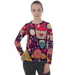 Collage Worx Black Collage Cupcake Eifel Tower Fireworks Paris Women s Long Sleeve Raglan T