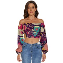 Long Sleeve Crinkled Weave Crop Top 