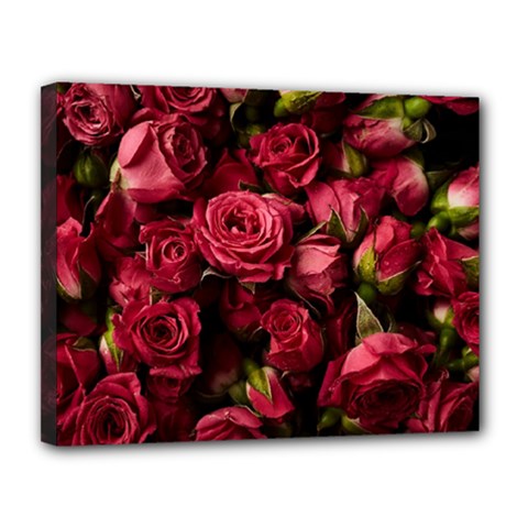 Floral Buds Of Roses Beautiful Flowers Canvas 14  x 11  (Stretched) from ArtsNow.com