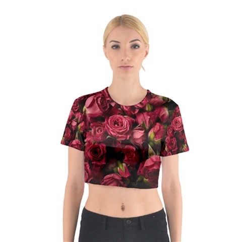 Floral Buds Of Roses Beautiful Flowers Cotton Crop Top from ArtsNow.com