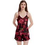 Floral Buds Of Roses Beautiful Flowers V-Neck Satin Loungewear Set