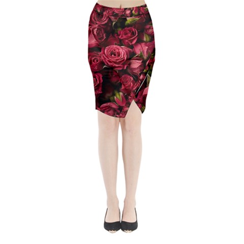 Floral Buds Of Roses Beautiful Flowers Midi Wrap Pencil Skirt from ArtsNow.com