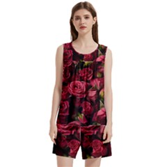 Floral Buds Of Roses Beautiful Flowers Sleeveless Cozy Lounge Set  from ArtsNow.com