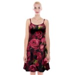 Floral Buds Of Roses Beautiful Flowers Spaghetti Strap Velvet Dress