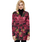 Floral Buds Of Roses Beautiful Flowers Button Up Hooded Coat 