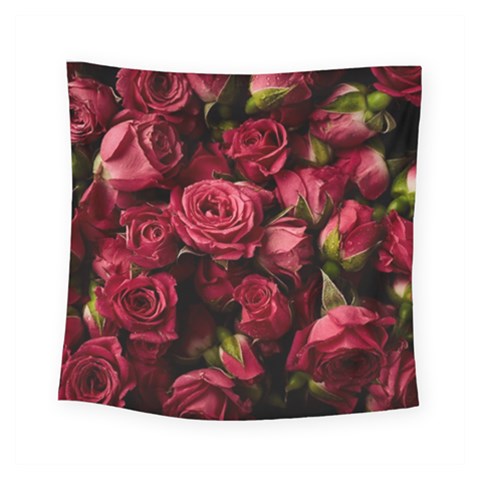 Floral Buds Of Roses Beautiful Flowers Square Tapestry (Small) from ArtsNow.com